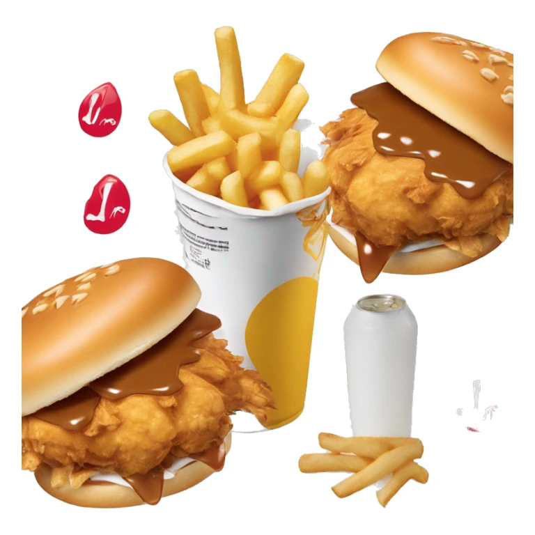 Chick-fil-a chicken sandwich, waffle fries and a drink  sticker