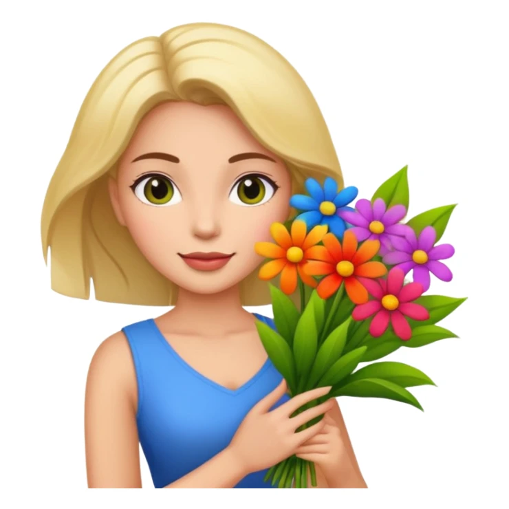 woman with big bouquet of flowers sticker