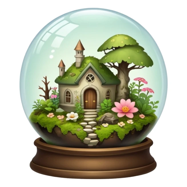 Mystical woodland glass-dome-terrarium-globe with moss inside, with and bones inside, and flowers inside  sticker