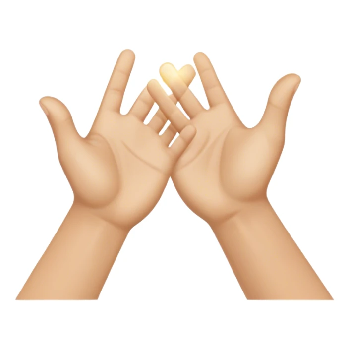 A dynamic depiction of two open hands meeting mid-air in a celebratory high five. The hands are angled slightly towards each other, with a subtle motion blur or impact lines to indicate movement. A small burst of energy or spark appears at contact, excitement, teamwork, or shared success. sticker