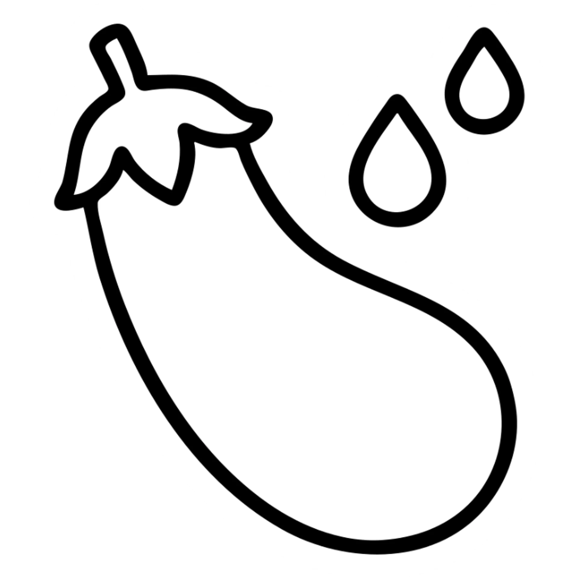 outlined eggplant with water droplets icon sticker