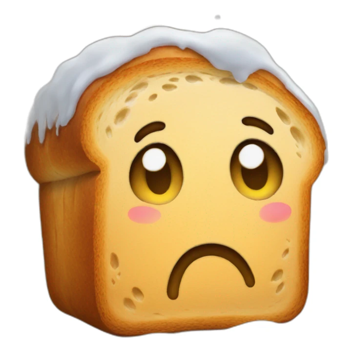 A loaf of sad bread on snow and emoji  sticker