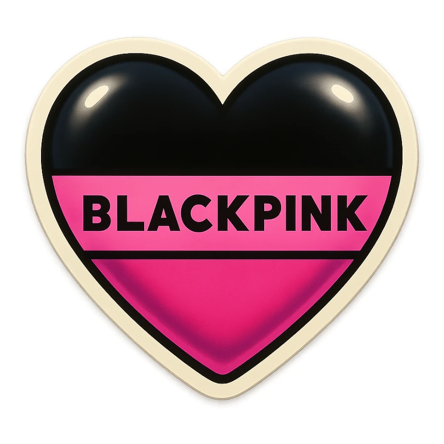 BLACKPINK-inspired object, black and pink colors, nostalgic and playful look, retro stickers style sticker