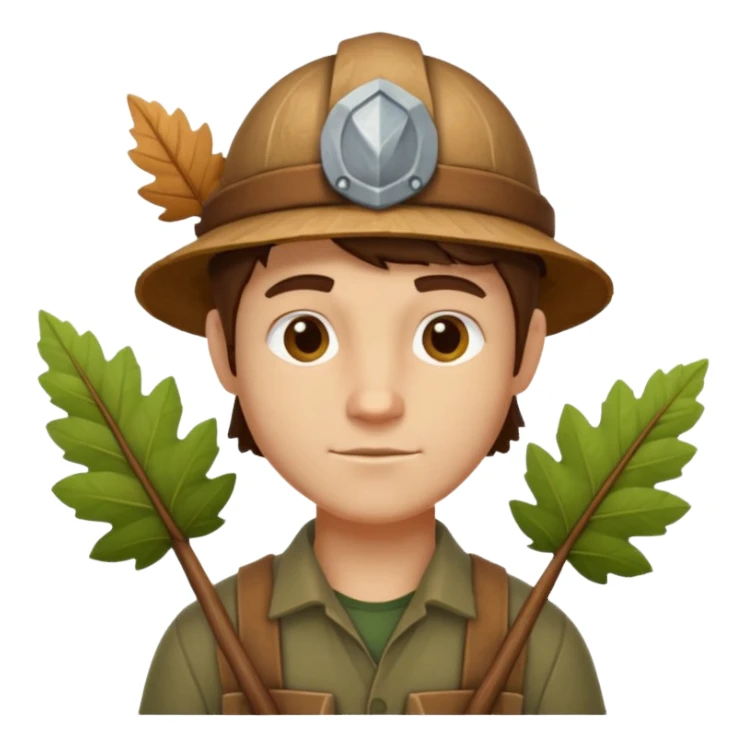 forest carpenter portrait, head and shoulders only, natural wooden accessories, leaf details, earthy tones, nature-crafted vibe, 3D cartoon, mobile game icon style, clean background, no text, no watermark
 sticker