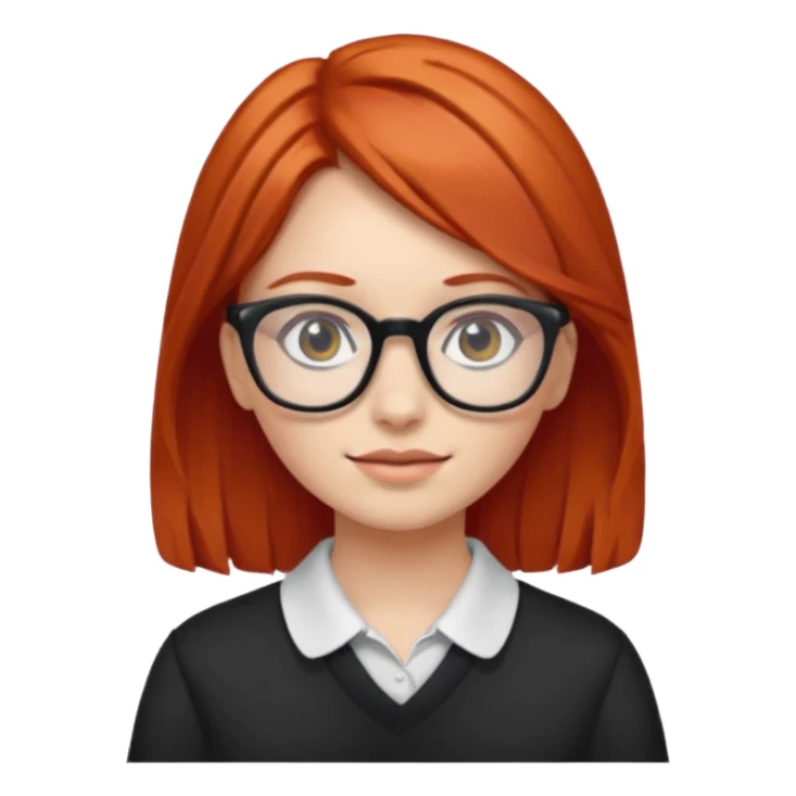 red-haired young girl wearing glasses sticker