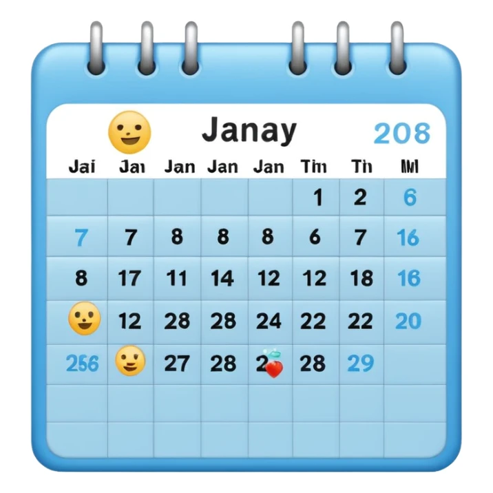 January calendar flat emojy style just writte Jan 2026. More flat style Just JAN 2026 should be on it. No need for days , shoujdbe JAn 2026 written in the middele of the icon sticker