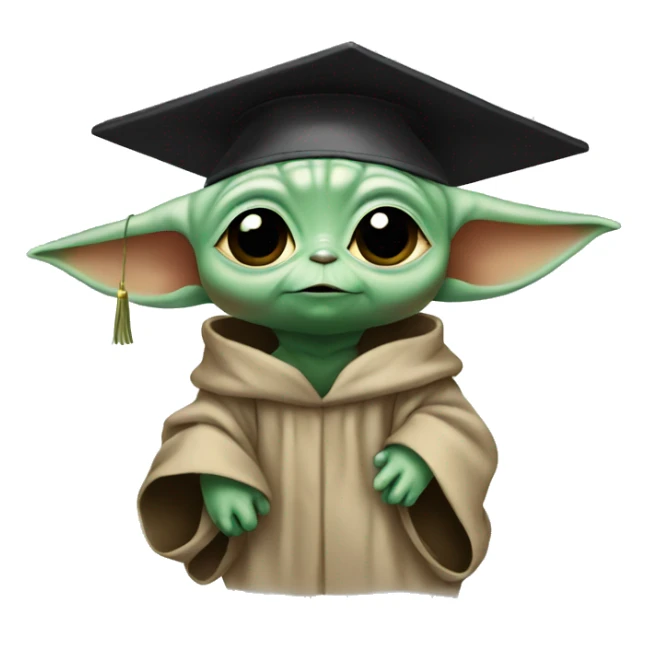 baby yoda wearing graduation cap sticker