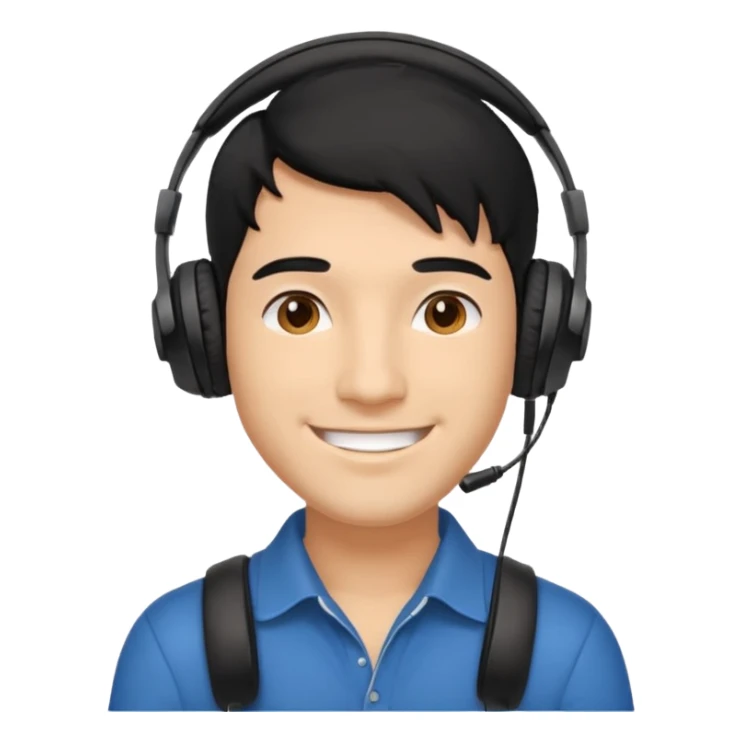 light black hair man with headphones sticker