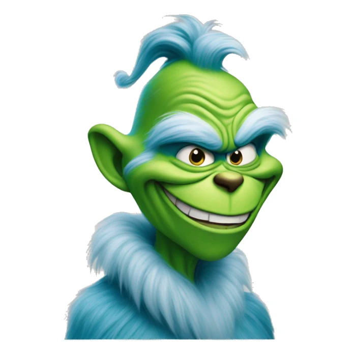 Blue grinch grinning very wide sticker