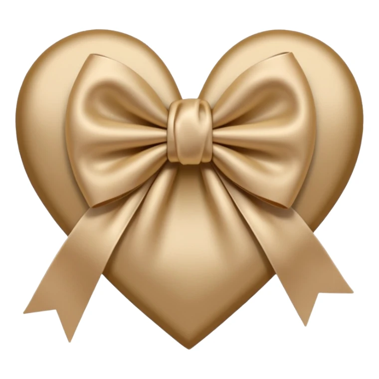 beige heart with beige satin bow sticker