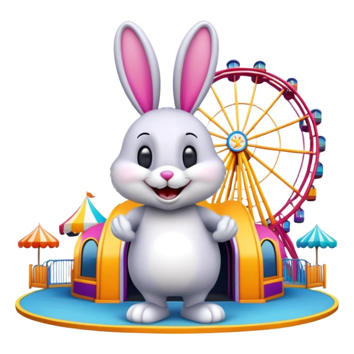 fun amusement park entrance with a bunny mascot, inspired by Walibi sticker