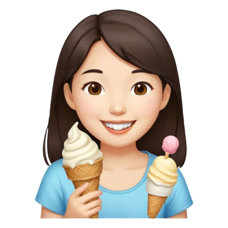 Asian brunette girl ice cream  sticker