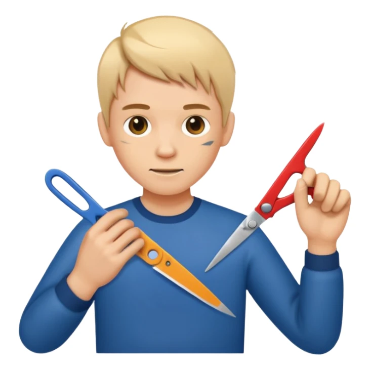 cutting scotch tape using scissors sticker