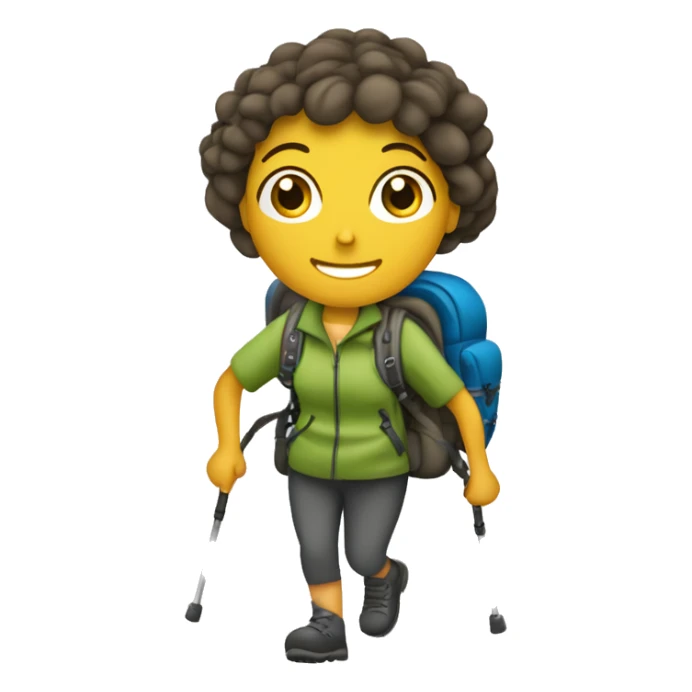 ragazza con zaino e bastoncini che cammina in un trekking sticker