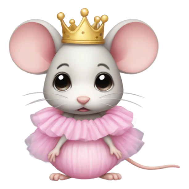 sad baby mouse with pink tutu and crown sticker