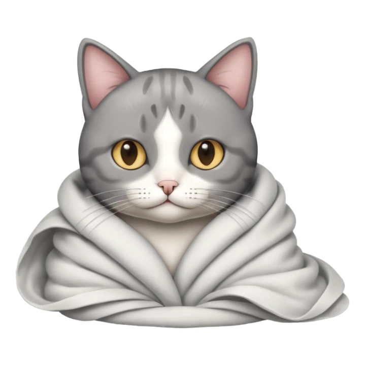 My cat is a tuxedo but instead of black it’s grey , make him in w blanket￼ sticker