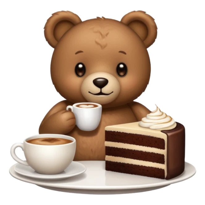 Morning teddy cappuccino with chocolate cake sticker