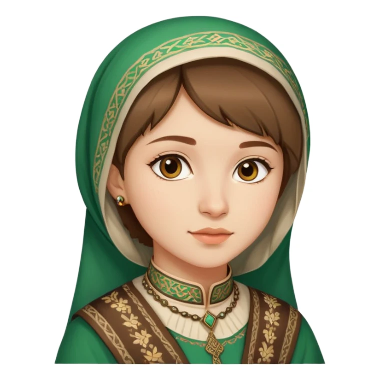20-year-old Chechen girl with short brown hair wearing traditional Chechen outfit sticker
