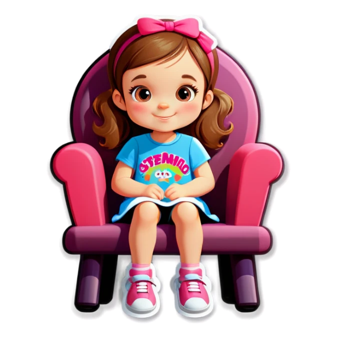 Little girl sitting in big chair sticker