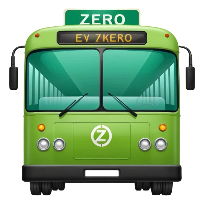 green electric bus with a prominent zero-euro banknote sticker