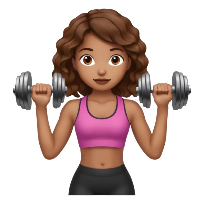 Brown wavy girl with dumbells in her hands sticker