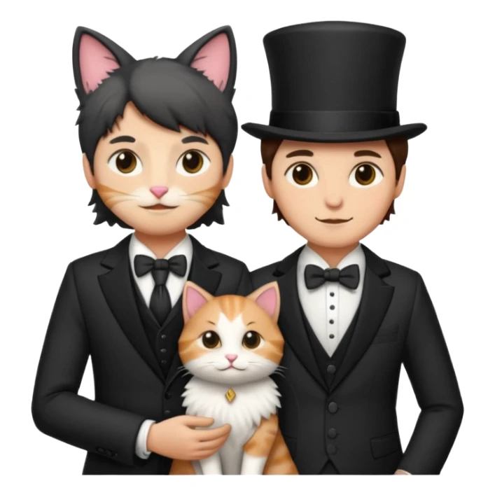 magician couple and their pet cat sticker