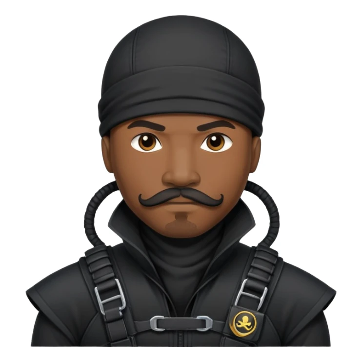 african-american mustache mercenary black ninja hacker terminal command center sticker