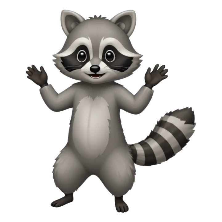 a full body raccoon celebrating / dancing  sticker