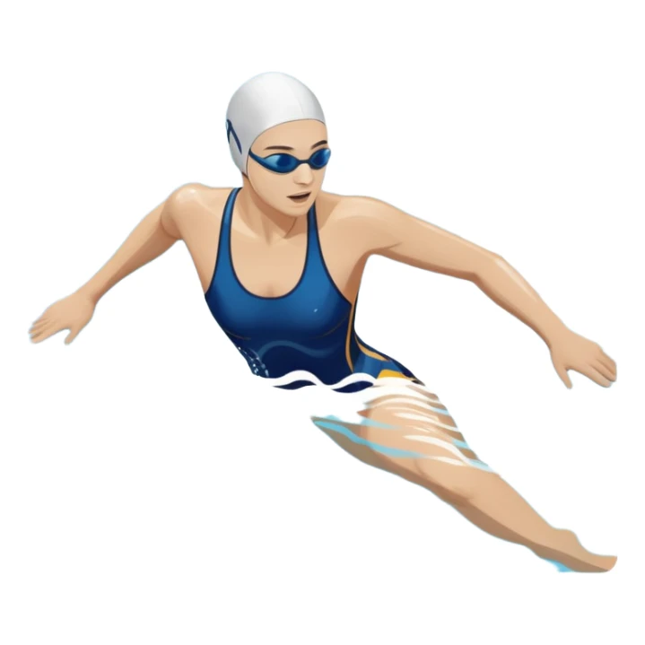 An icon featuring a swimmer in mid-stroke, cutting through the water with a strong, fluid motion. The design includes ripples around the swimmer’s body and a pool lane line in the background, symbolizing speed and technique in swimming. Transparent background highlights the grace sticker