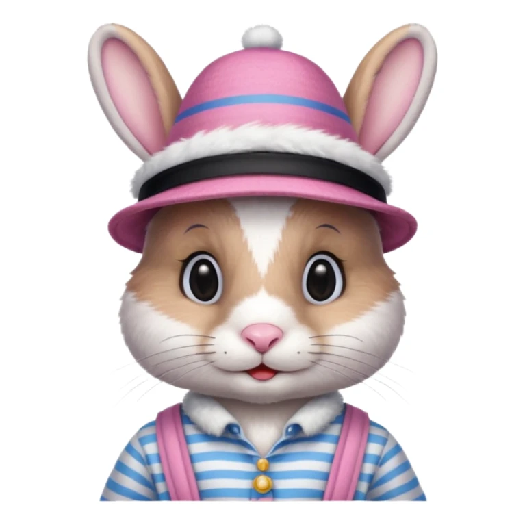 bunny wearing gondolier striped shirt and hat sticker