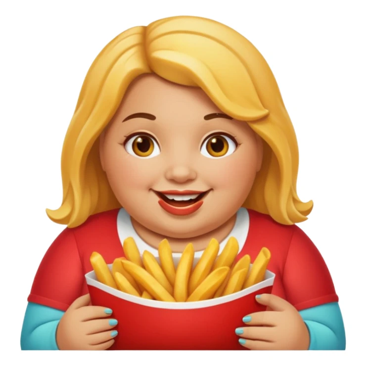 Fat Girl munching fries sticker