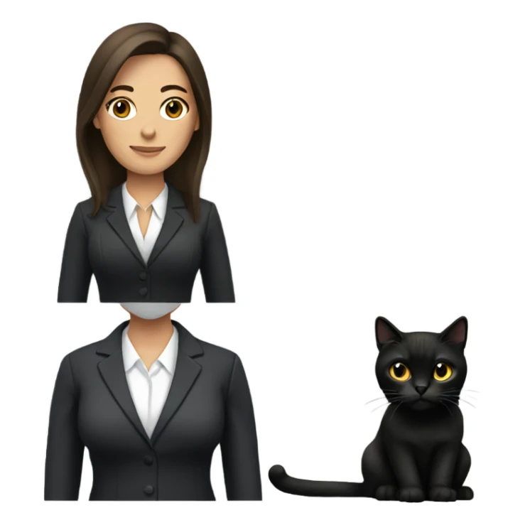 female brunette hair lawyer with a black cat sticker