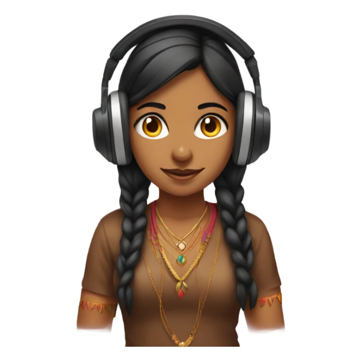 indian girl with headphones and fo sticker