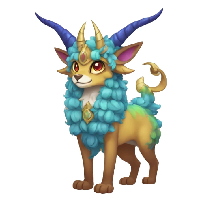 colorful anthro horned Royal vernid fursona Fakemon sticker