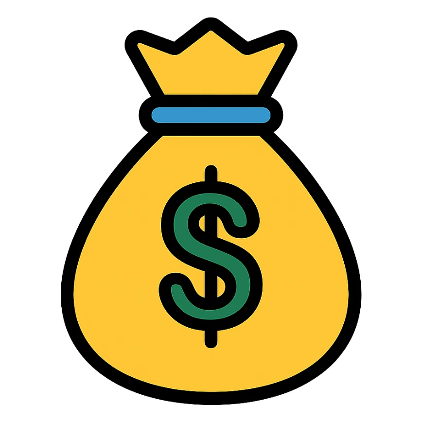 money bag icon, simple, clear, modern icon style sticker