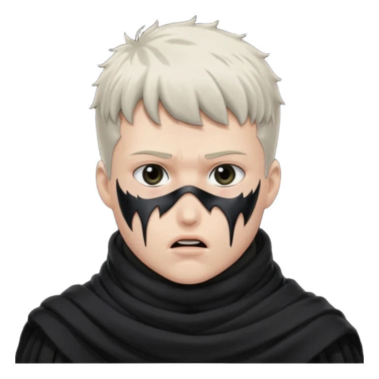 Guts from berserk, head shot, Black thick scarf covering mouth sticker