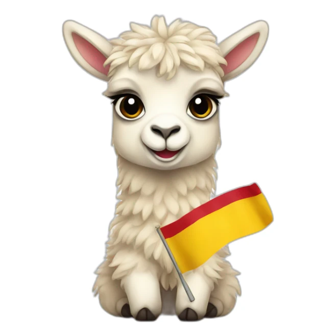 Baby llama with the Spain flag sticker