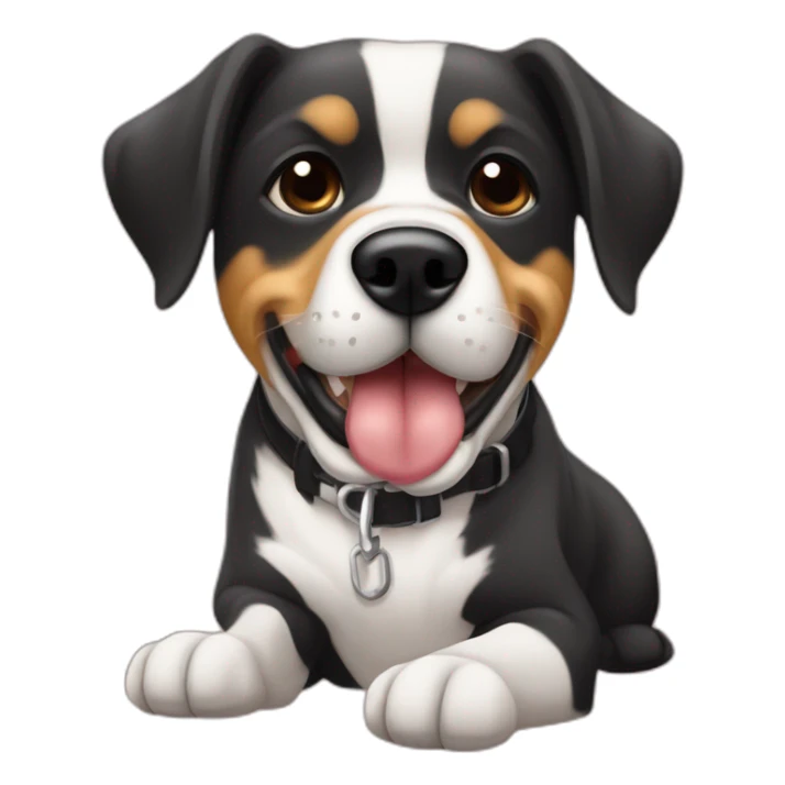 Um cachorro com osso na boca como saruto e cara de mafioso com expressão de intrigado sticker