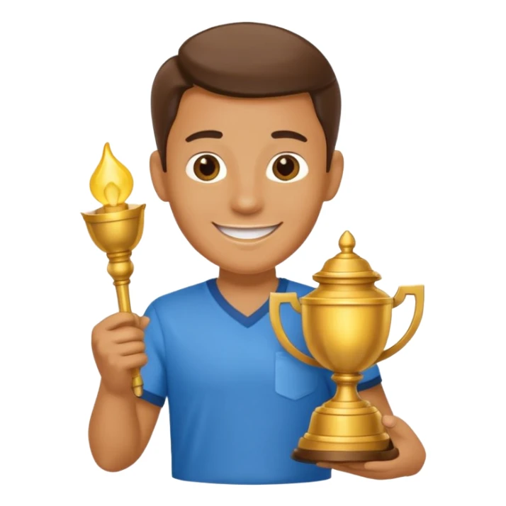 A cartoon character holding a lamp sticker