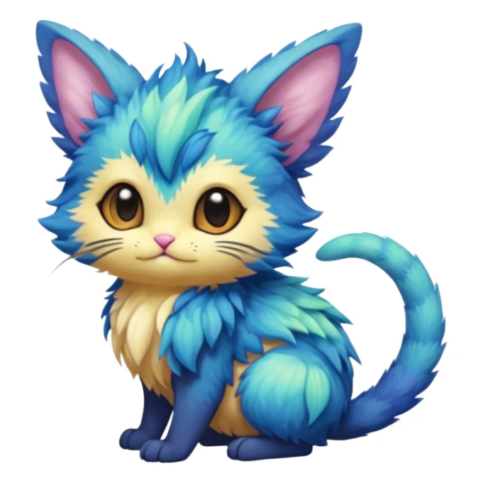 P moe meow meow cute fuzzy realistic Randomly-faerie-drake-colored exotic Fakémon-creature sticker