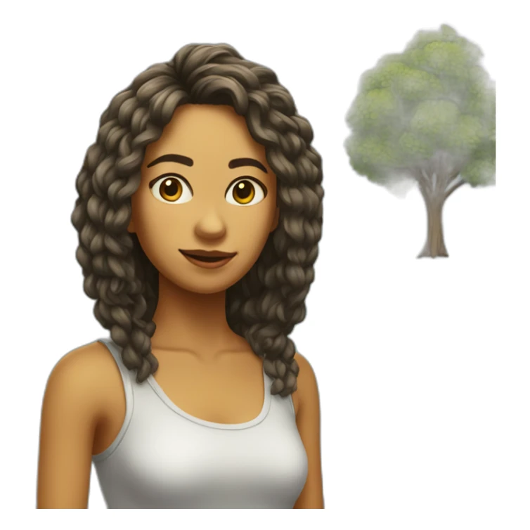 Chica hiperrealista entre árboles sticker