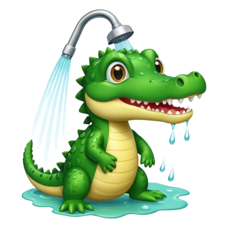 baby crocodile is showing under the shower  sticker