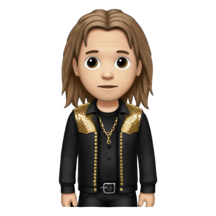 James Munky Shaffer from Korn with long light brown hair, light skin, black sequin outfit sticker