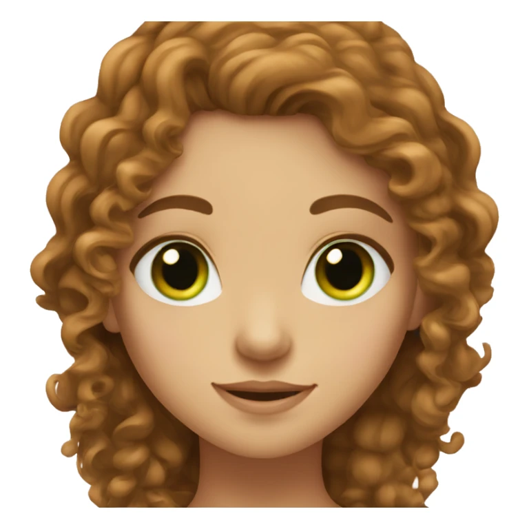 Girl With Long Brown curly Hair and green eyes and red stuff  sticker