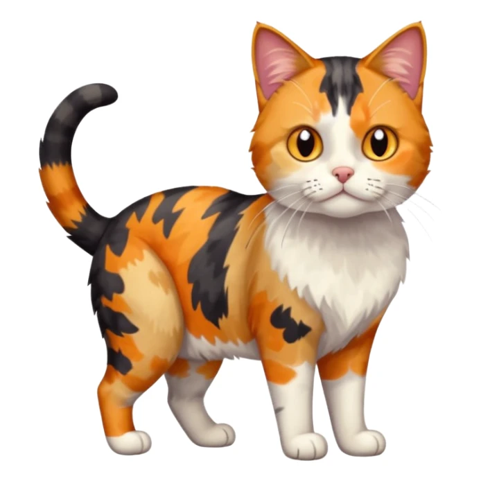 full body anxious looking colourful patchy calico tabby cat sticker