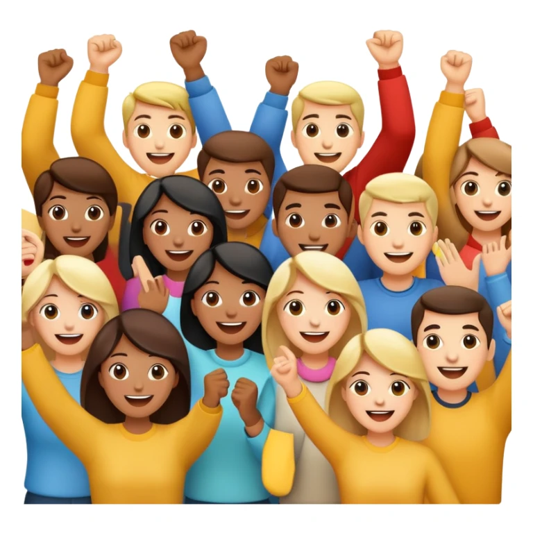 community of people cheering together sticker