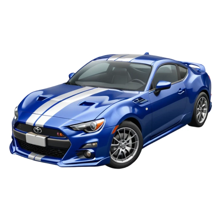Sexy glossy dark blue 2025 Toyota 86 styled like 65 mustang sticker