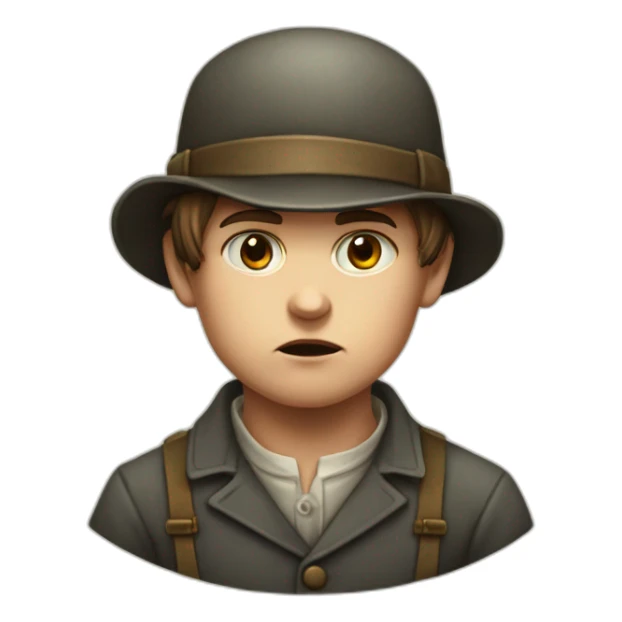 Victorian-Era-poor-factory-worker-kid-flat-cap-angry sticker