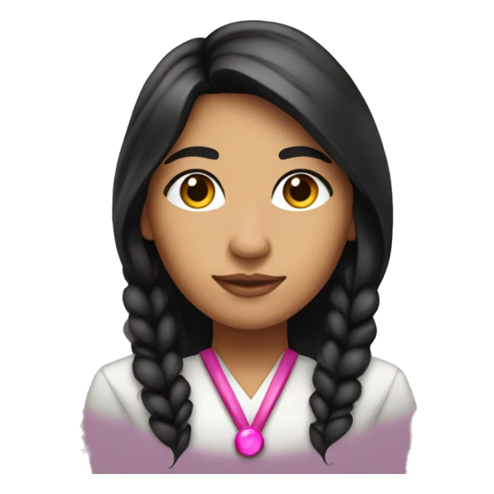  young beautiful Native American female idol scientist with feather earrings & long black hair with pink accents sticker