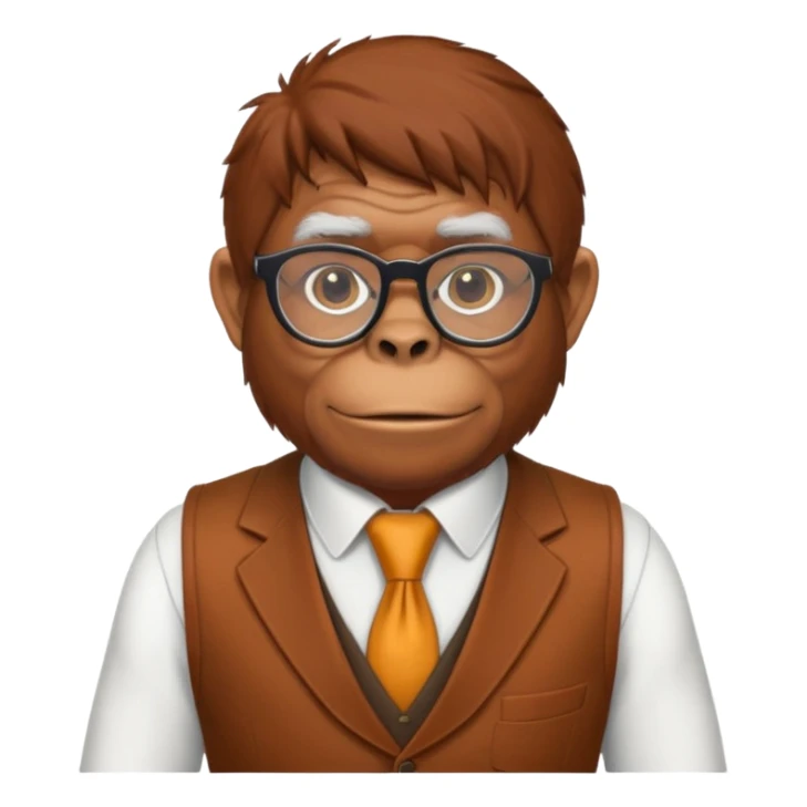 Orangutan secretary, old, glasses, vest sticker